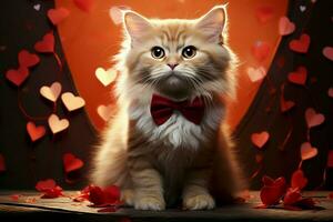 ai generado reconfortante felino amor un gatito acurrucarse un corazón un escena de puro monería ai generado foto