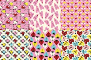 Bright and cool funny patterns for Valentine's Day. Seamless pattern with cool playful love hearts vector