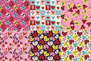 Bright and cool funny patterns for Valentine's Day. Seamless pattern with cool playful love hearts vector