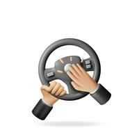 3D Car Steering Wheel in Hands Isolated. vector