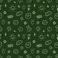 Chalk doodle hand drawn on blackboard seamless pattern background. back to school concept vector
