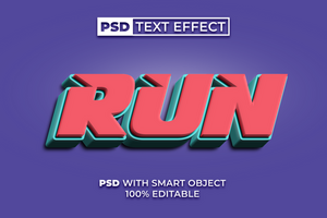 Run 3D Text Effect Style psd