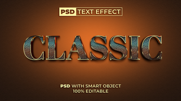 Classic Text Effect Gold Style. Editable Text Effect. psd