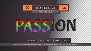 pasión - editable texto efecto, fuente estilo psd