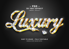 lusso 3d modificabile d'oro diamante testo stile effetto psd