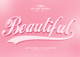 hermosa 3d rosado texto estilo efecto psd