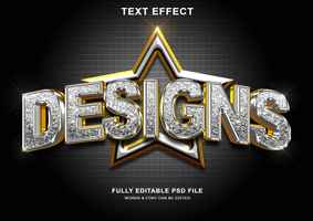 Designs 3d Siver Golden text Style Effect psd