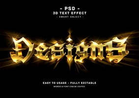 Designs 3d Golden Text Style Effect psd