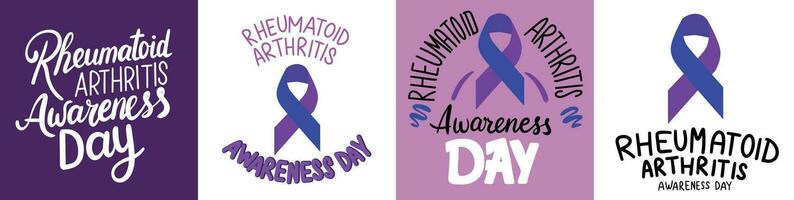 Collection of Rheumatoid Arthritis Awareness Day text banner. Handwriting text Collection of Rheumatoid Arthritis Awareness Day. Hand drawn vector art