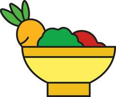 Vegetables and Fruit in Bowl Icon vector