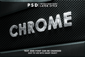 Chrome 3d realistic psd text effect