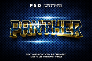 panter 3d tekst effect premie psd