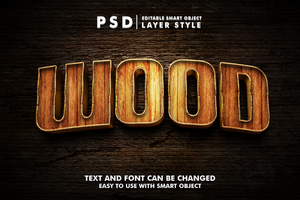 Wood Editable Text Effect psd