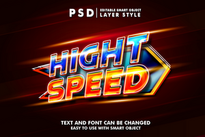 hight speed 3d text effect premium psd