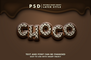choco 3d realistisk text effekt premie psd