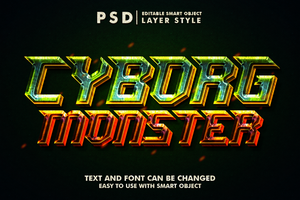 cyborg monstre 3d texte effet prime psd