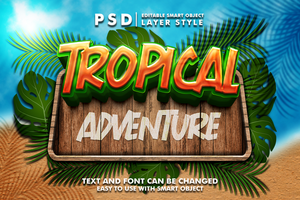 tropical aventuras editable texto efecto psd