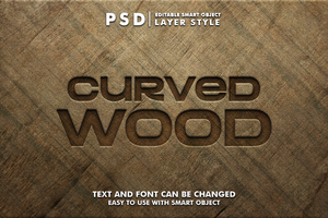 Wood 3d Realistic Psd Text effect
