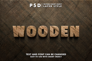 Wood 3d Realistic Psd Text effect