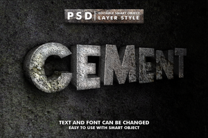 ciment 3d réaliste texte effet prime psd