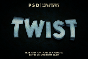 Twist 3d Text bewirken Prämie psd mit Clever Objekt