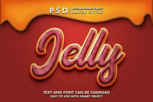 gelée 3d réaliste texte effet prime psd avec intelligent objet