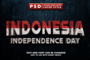 Indonesia independencia día editable texto efecto psd