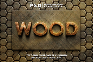 Wood 3d Realistic Psd Text effect