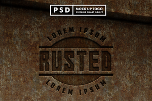 Rust 3d realistic Mockup premium psd with smart object