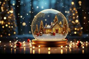 AI generated Elegantly designed 3D circle frame background perfect for Merry Christmas and Happy New Year AI Generated photo