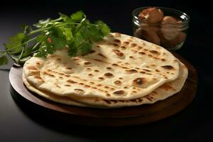 AI generated Whole wheat flatbread Indian traditional chapati, the phooli air filled roti photo