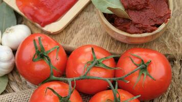 tomater klistra roterande. hög kvalitet 4k antal fot video