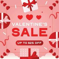 valentines day promo illustration with gift boxes vector