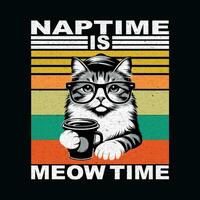 Clásico retro gato t camisa diseño, negro gato ilustración, gráfico gato camiseta diseño vector