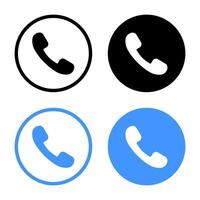 Call icon set on circle background. Handset symbol vector