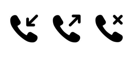 Incoming and outgoing, missed call icon. Calling history symbol vector