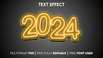 2024 ljus redigerbar 3d stil text effekt psd