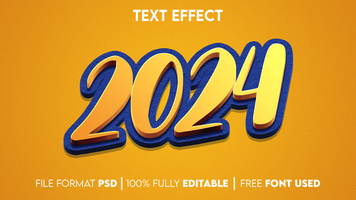 2024 editable 3d estilo texto efecto psd