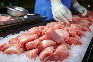 ai generado granja a tenedor viaje de pollo carne producción para consumo ai generado foto