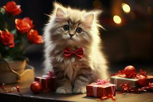 AI generated Affectionate kitty Cute kitten with a heart spreading warmth and joy AI Generated photo