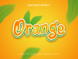 Orange with leaves ornament text effect psd