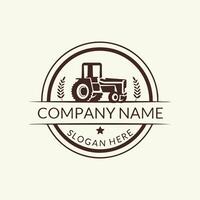 Farm logo. Template with farm landscape. Vector illustration.