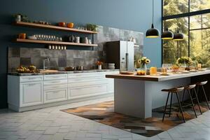 AI generated Culinary elegance The beauty of a modern kitchen designed for efficiency and aesthetics AI Generated photo