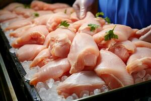 AI generated Chicken meat production process from farm to processing AI Generated photo