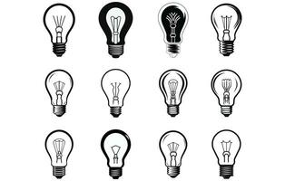 vector light bulb silhouette,light bulb silhouette set