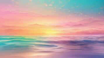 AI generated a colorful sunset over the ocean with mountains in the background video