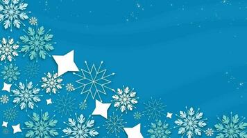 invierno copos de nieve en un azul nieve antecedentes con estrellas video