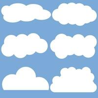 Long White Cloud sets. Abstract white cloudy set isolated Vector illustration with blue background