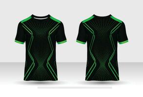 T-shirt sport jersey design template with geometric line background. Sport uniform in front view. Shirt mock up for sport club. Vector Illustration