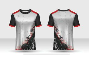 T-shirt sport jersey design template with geometric line background. Sport uniform in front view. Shirt mock up for sport club. Vector Illustration